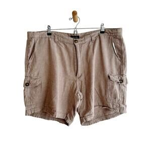 Tasso Elba Linen Bland Tan Safari Cargo Shorts Size 44